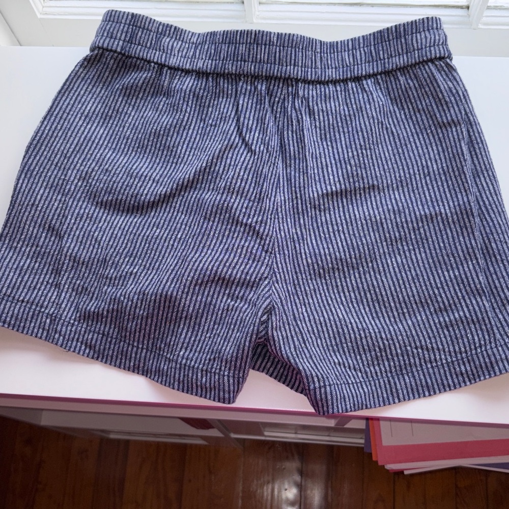 J. Crew Navy Striped Linen Blend Shorts - Picture 2 of 4